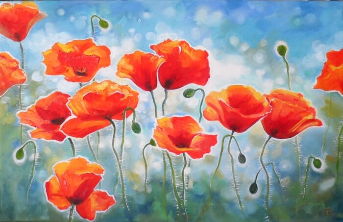 Poppy Flowers Painting par Olga Lomax