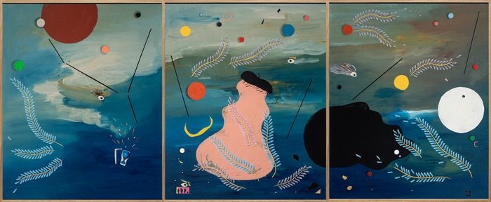 "La calma del creador". Triptych.  (The calm of the creator) Faithful reproduction of the original. by Lobo Velar de Irigoyen
