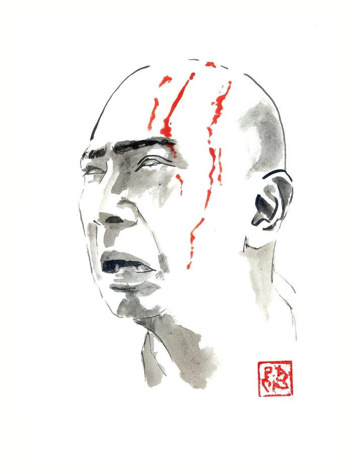 blind samourai with blood by Péchane