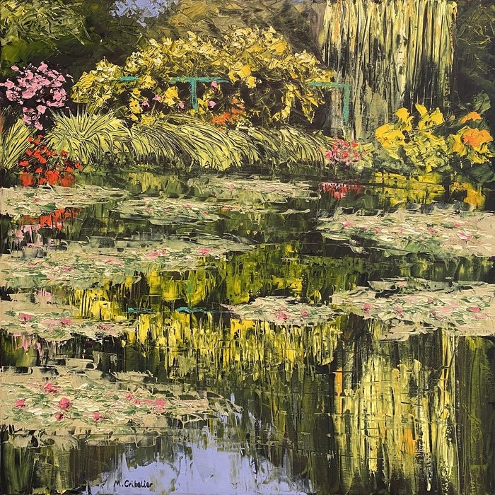 Reflets dans l'étang de Monet au printemps à Giverny by Michel Cribelier