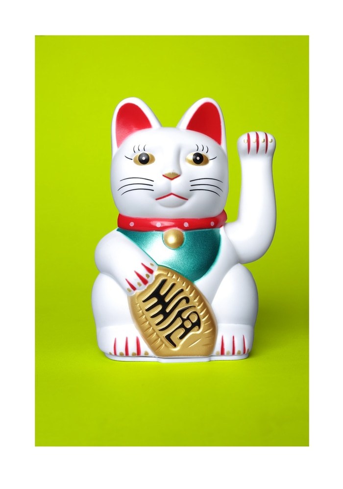 Lime Green Lucky Cat.  by Ian Hoskin