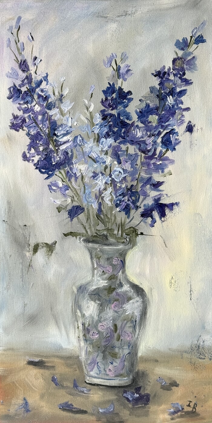 Delphinium in Gentle Light by Iryna Besarab