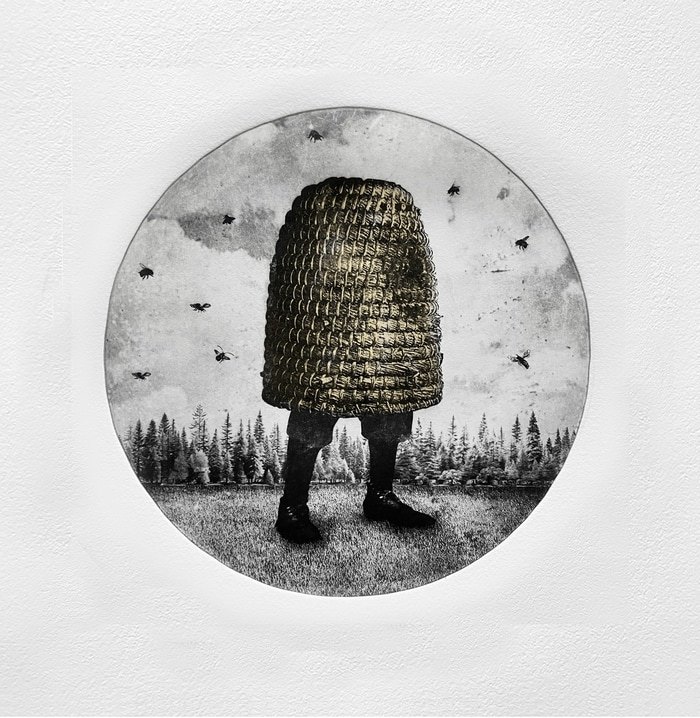 Hive No.4 - chine collé by Jaco Putker