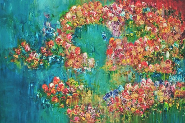 Collecting Petals On The Sea by Victoria Horkan