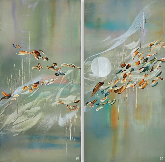 Drift of A Thousand Leaves Diptych by Novi Lim