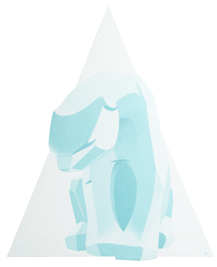 Ice blue polar bear on white triangle by Anne Juliette Dechamps