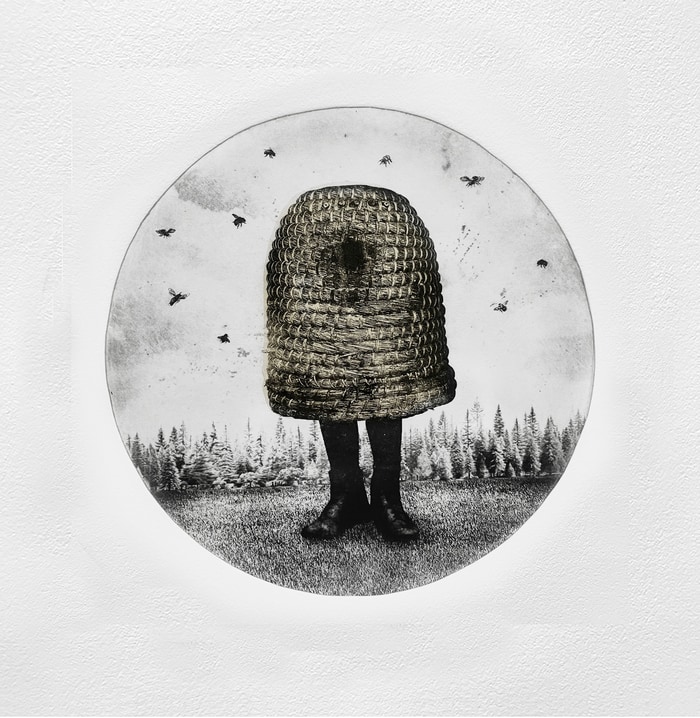 Hive No.3 - chine collé von Jaco Putker