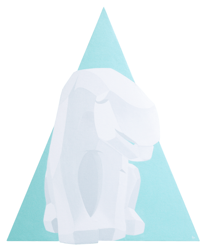 White polar bear on ice blue triangle by Anne Juliette Dechamps