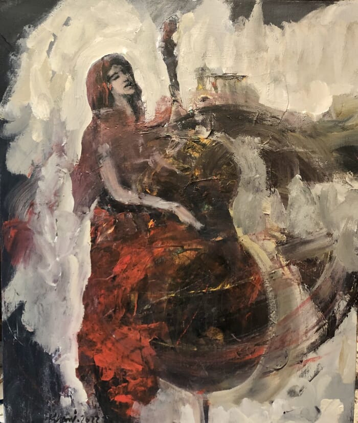 Double bass playing by Khaled Alkhani