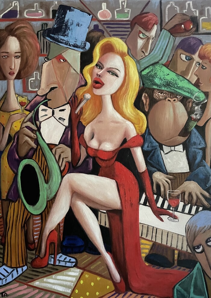 Lady in Red sings Jazz by Ta Byrne