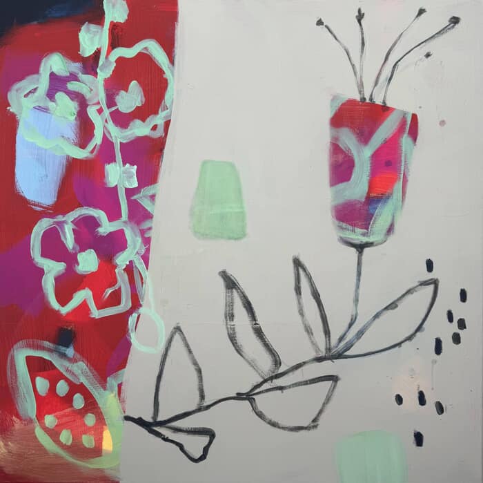 Hollyhocks & Seed Heads by Laura Cramer