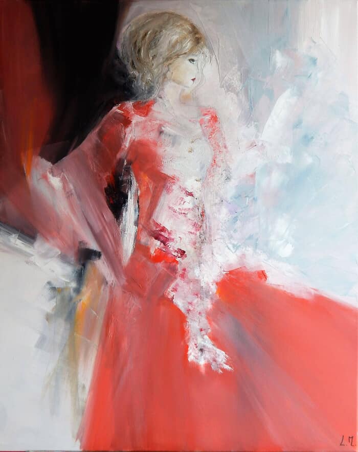 Elle en robe rouge par Lydie Massou