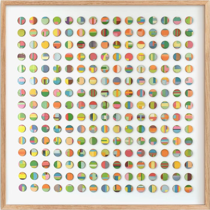 GRID OF DOTS 3D MIXED MEDIA COLLAGE by Amelia Coward