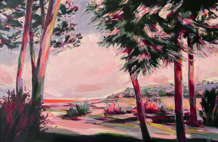 Paysage de pins en bord de mer by Hélène Vac