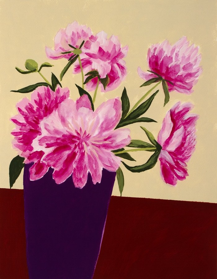 Peonies in Purple Vase by Michael Pfleghaar