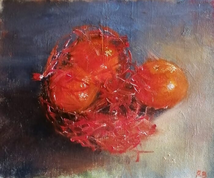 Three tangerines by Rosemary Burn