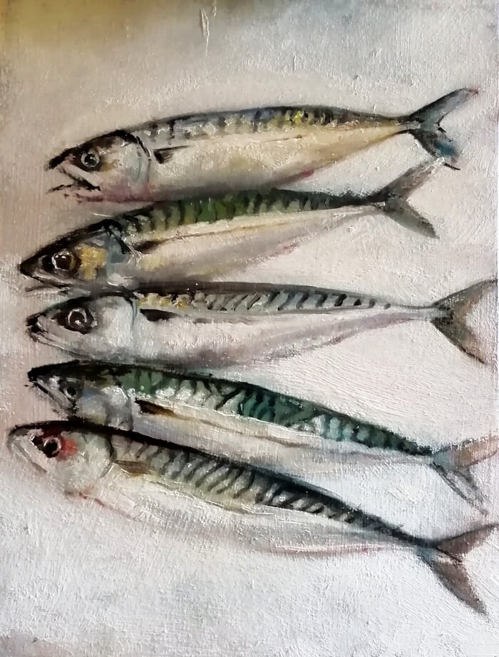 Five mackerel by Rosemary Burn
