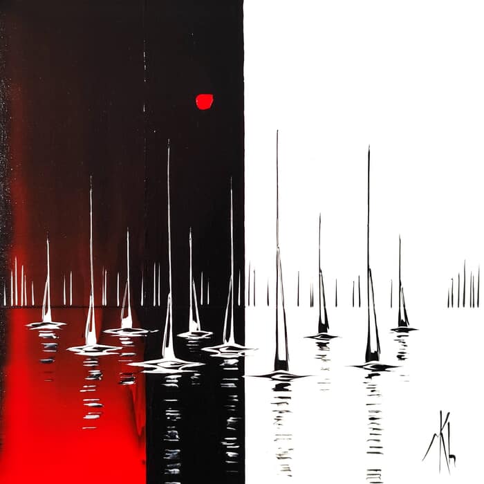 Au port, en rouge, noir et blanc von Mikha