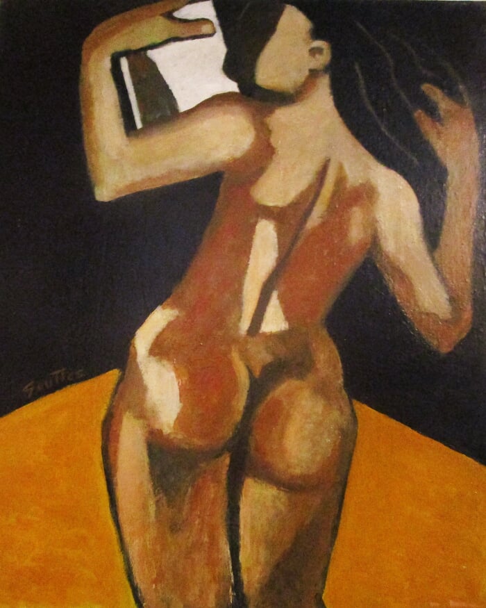 Nu de dos au miroir by Michel de Gouttes