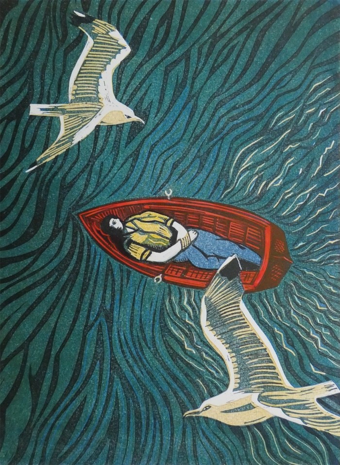 The Dreamer (red boat) A/P XX by Kit Boyd