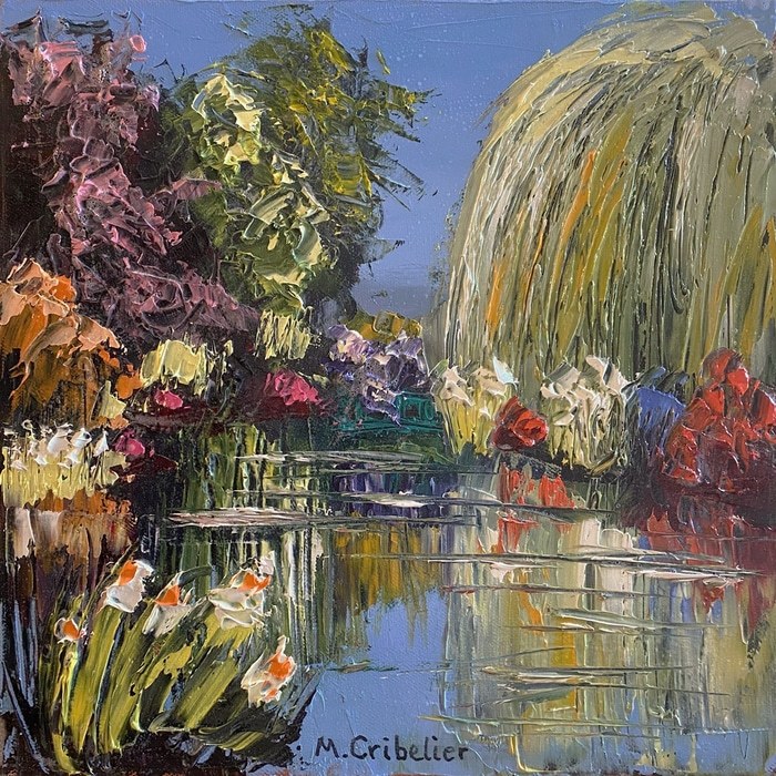 Reflets d'eau au printemps dans le jardin Monet à Giverny by Michel Cribelier