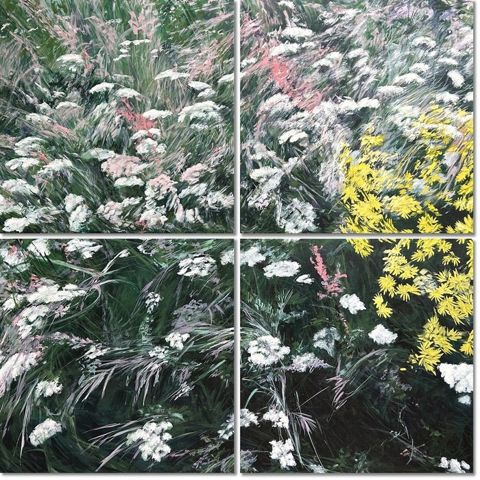 Herbes 8 quadriptyque by Martine Lafont