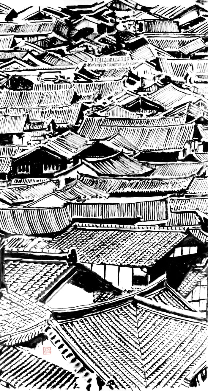 rooftops toile by Péchane