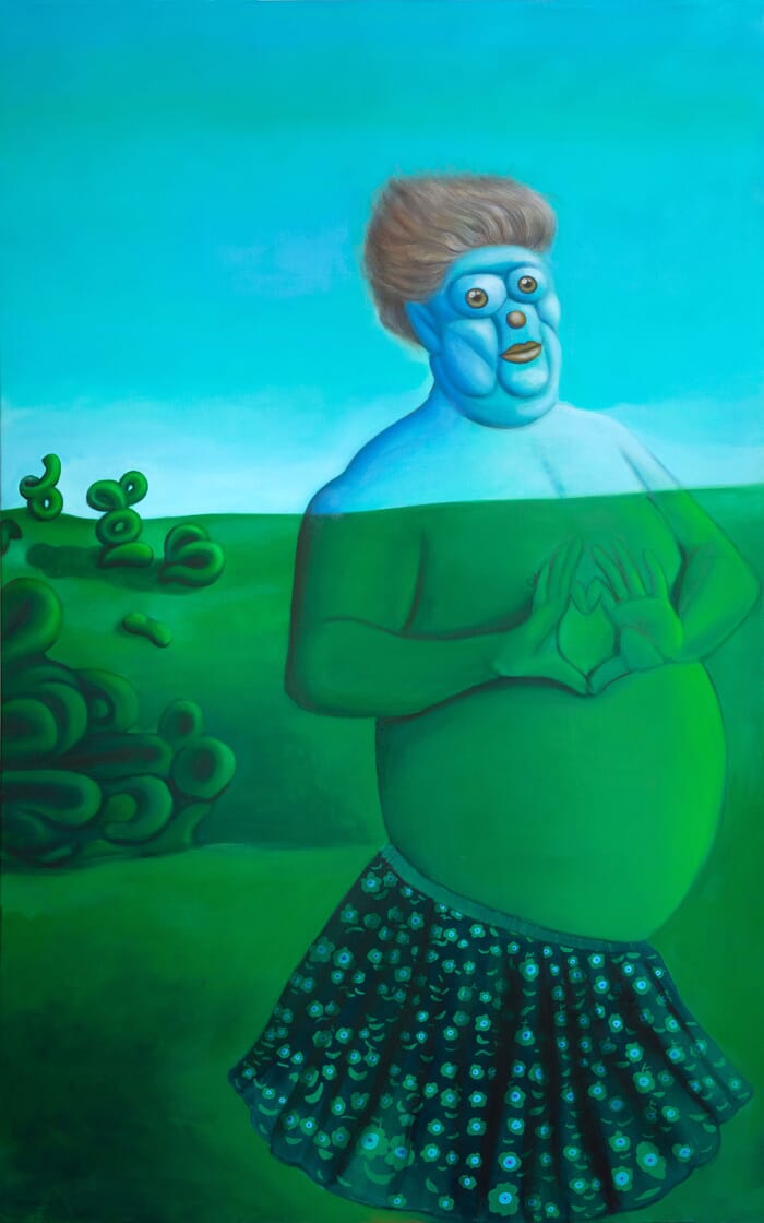 Mr Bubbles - Large Acrylic Emoji Bubble Body  Portrait on Canvas by Natasha Lelenco