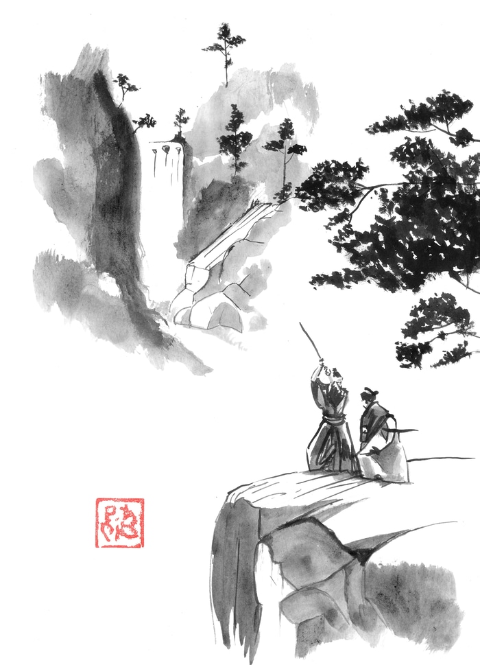 Fighting on a rock by Péchane