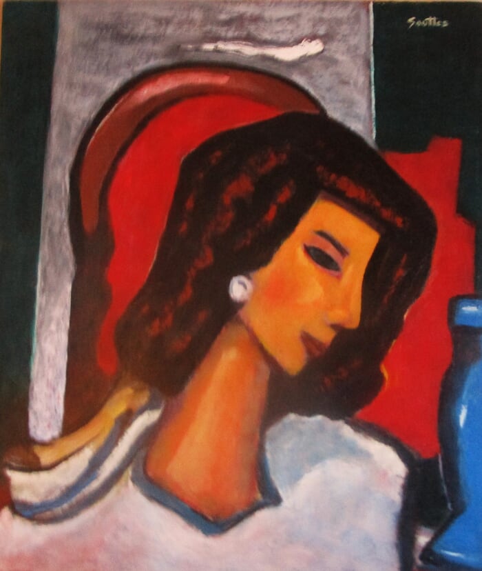 Jeune Fille à la Blouse vaporeuse blanche. by Michel de Gouttes