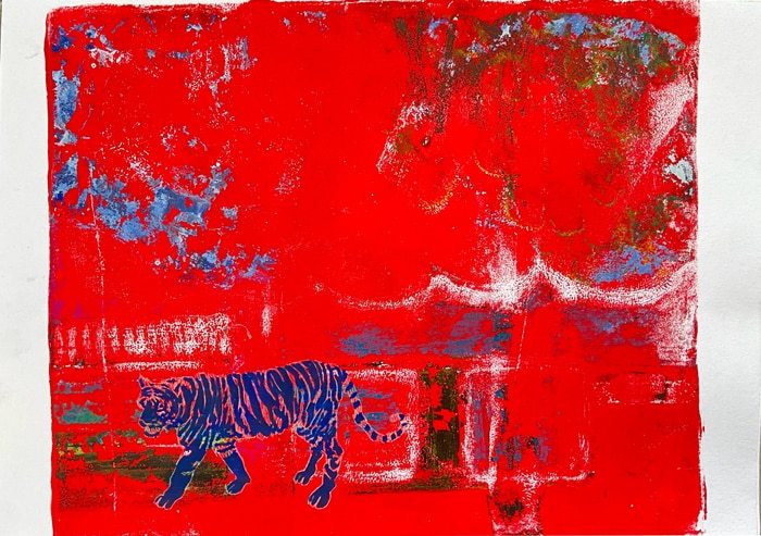 High Street Blue Tiger Hunting 1 by Renata Fernandez