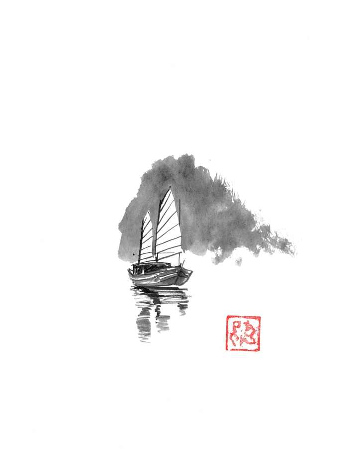 boat going away by Péchane