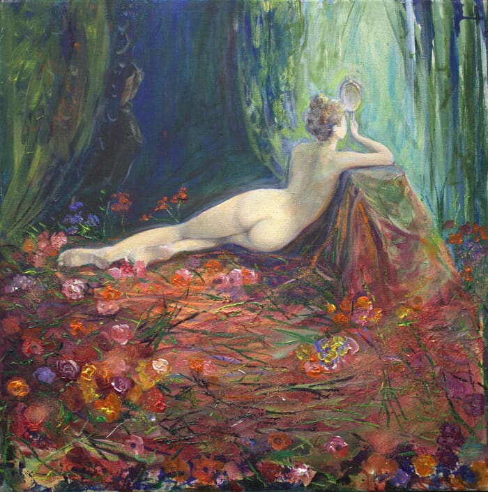 Flore se préparant à la venue de Zéphyr, la fuite de Nicomaque. by François Pagé