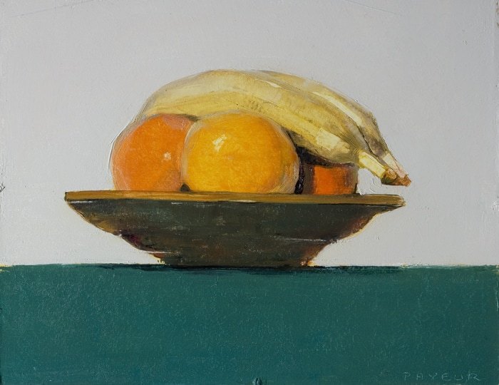 Oranges bananas on green in a plate par Olivier Payeur