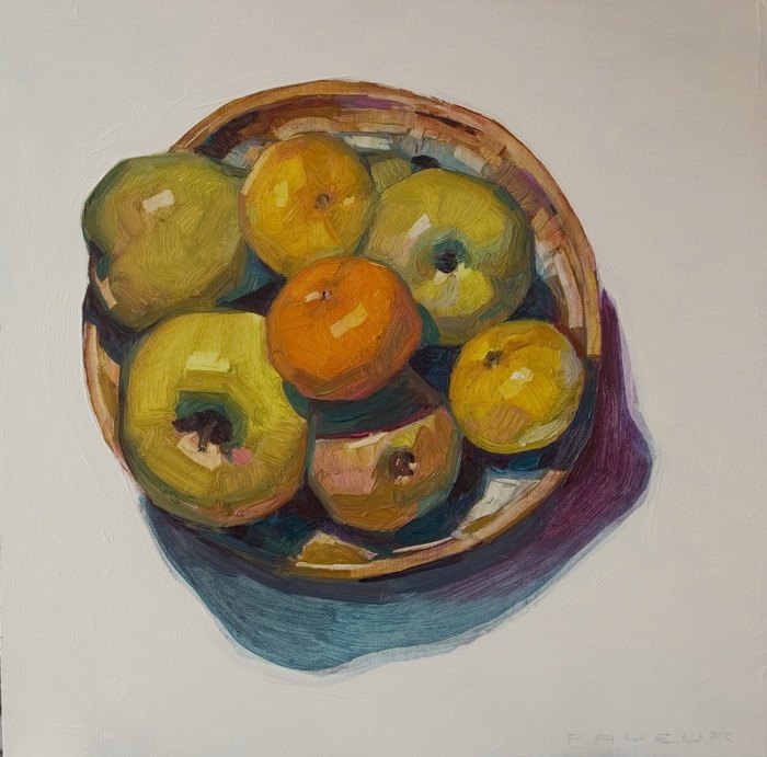 Tangerines and green apples in a plate on white par Olivier Payeur