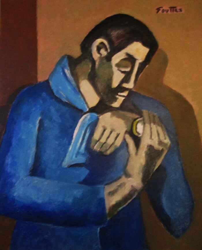 Modèle en bleu à la montre. von Michel de Gouttes