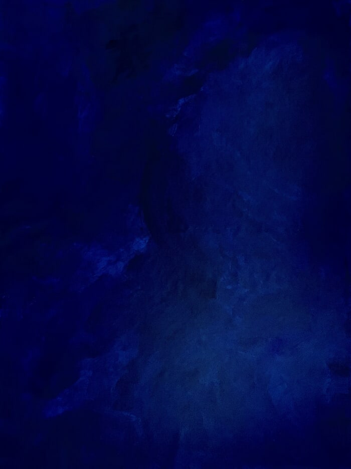 Beyond the sea no. 326 large monochrom blue abstract by Anita Kaufmann