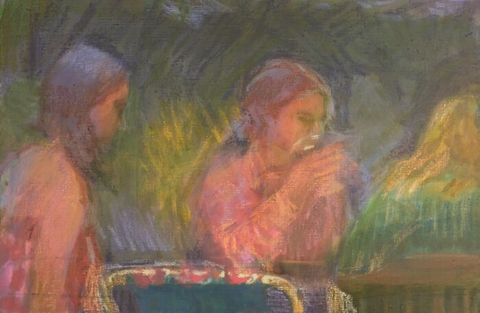 Lunch in June, wine glass by Caroline Cornelius