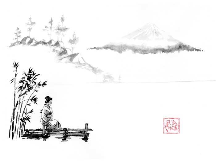 geisha sur le ponton by Péchane