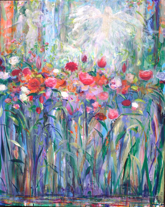 Dans le jardin de Rosa, à travers les brumes de mai, nous admirions la danse des anges. by François Pagé