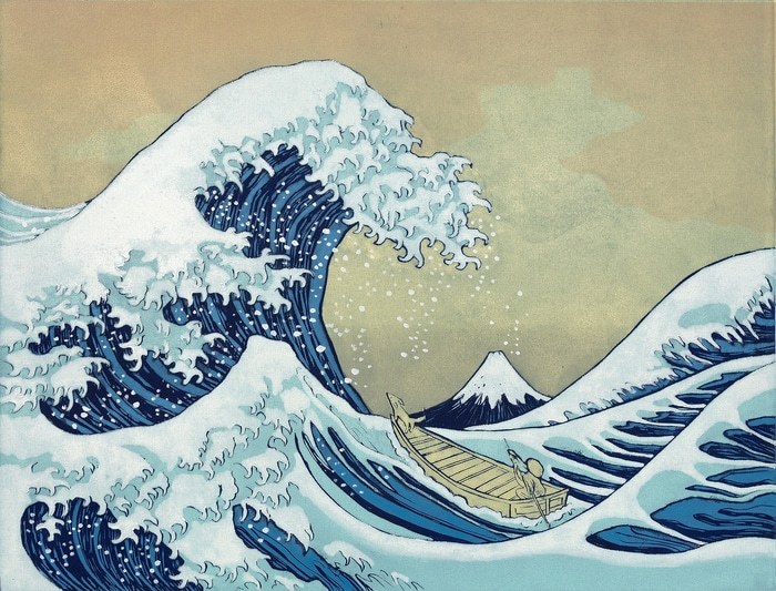 Hokusai's dog - The Great Wave by Mychael Barratt