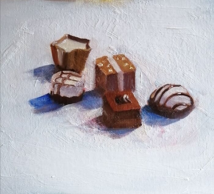 Five chocolates by Rosemary Burn