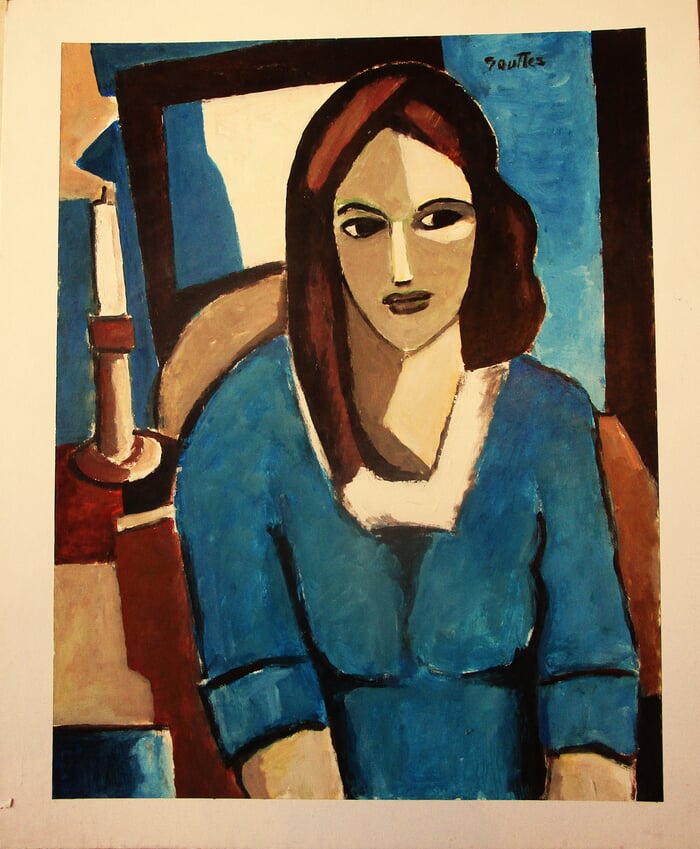 Modèle au bougeoir en bleu. par Michel de Gouttes