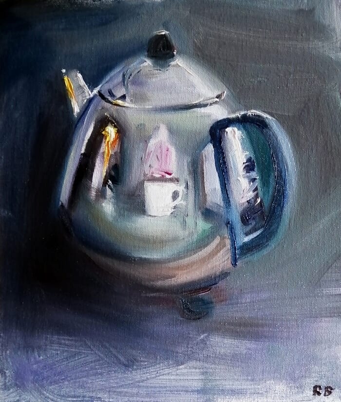 Teapot and cup by Rosemary Burn