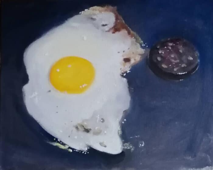 Fried egg and black pudding by Rosemary Burn