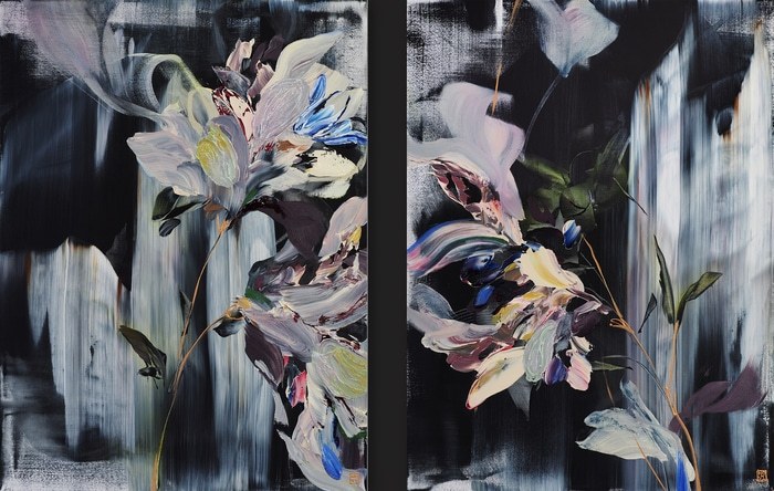 Cascading Velvet Diptych von Novi Lim