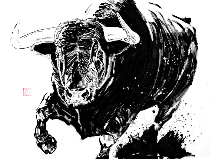 runnign bull (canvas) von Péchane