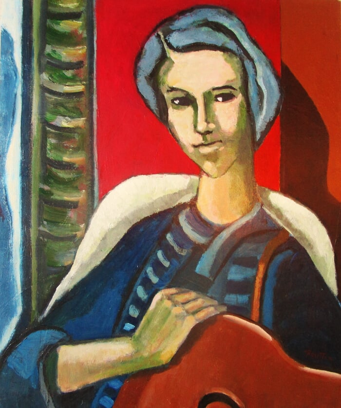 Guitariste en bleu par Michel de Gouttes