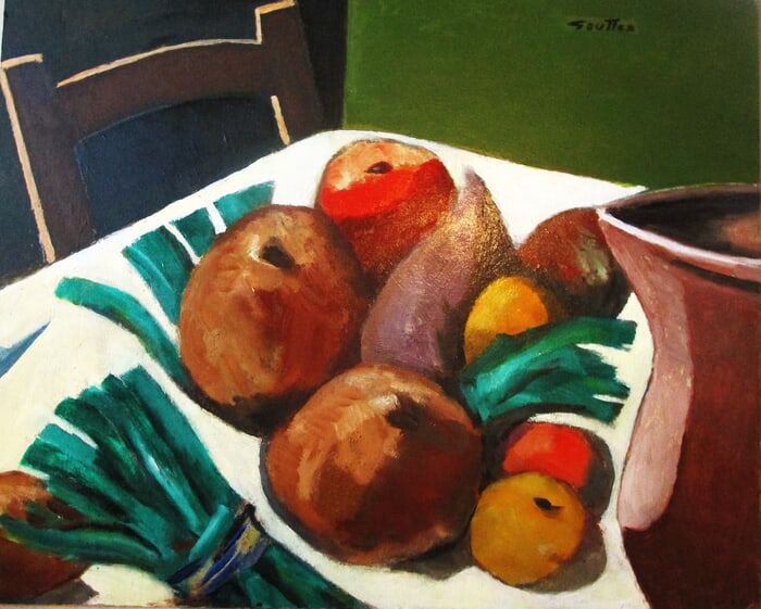 Nature morte avec fruits légumes et potiche von Michel de Gouttes