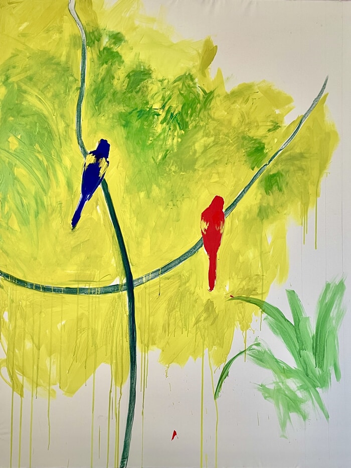 Green painting 7 (Parrots) von Arnaud Lorieau